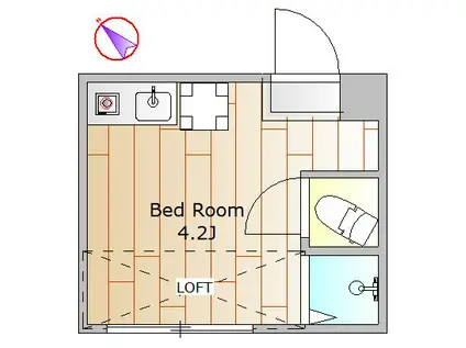 リーベ中目黒(ワンルーム/2階)の間取り写真