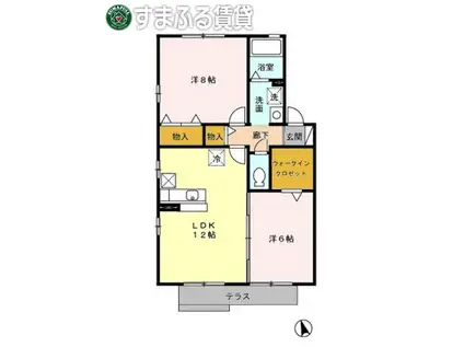 シャルマン松橋 B(2LDK/1階)の間取り写真