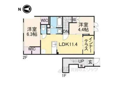 PORTE BONHEUR ふたかみ(2LDK/2階)の間取り写真