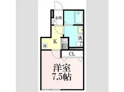 BAU黒松ウエスト(1K/1階)の間取り写真