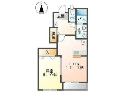 オデッセイ(1LDK/1階)の間取り写真