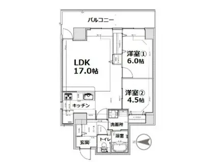 シティコート目黒(2LDK/2階)の間取り写真