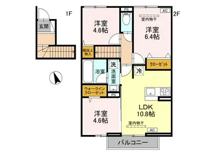 ボンヌクール城東(3LDK/2階)の間取り写真