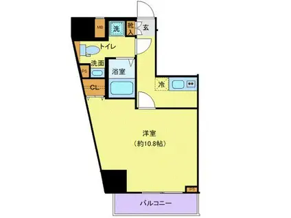 ジェノヴィア渋谷笹塚スカイガーデン(1K/15階)の間取り写真