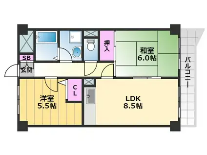 ロフティ・ロット(2LDK/4階)の間取り写真