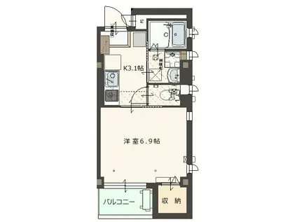 ステラ定禅寺通(1K/2階)の間取り写真