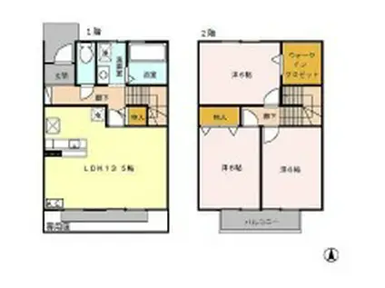 リビングタウン入野 B(3LDK/1階)の間取り写真