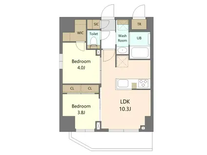 エスレジデンス浅草CLARITY(2LDK/12階)の間取り写真