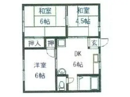 グランドビラやまもと B(3DK/1階)の間取り写真