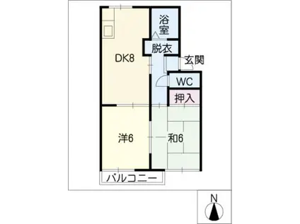 ファミール新川B棟(2DK/2階)の間取り写真