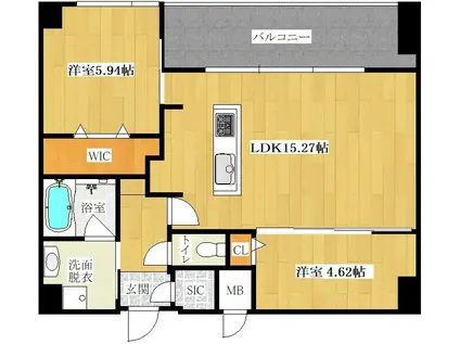 ベルセレーノ大橋(2LDK/11階)の間取り写真