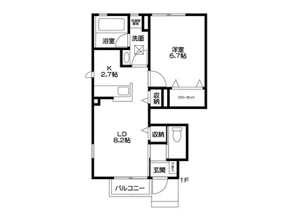サンセットモールIII C棟(1LDK/1階)の間取り写真