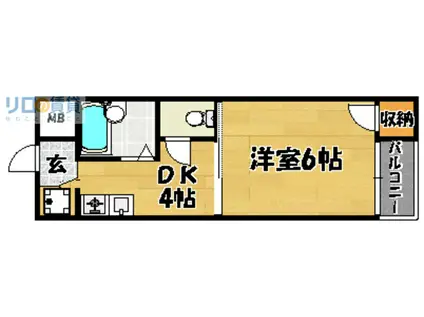 アピア幸和(1K/2階)の間取り写真