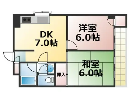 デイグラン大阪城イースト(2DK/3階)の間取り写真