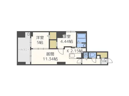 MODENA FINEST(2LDK/13階)の間取り写真