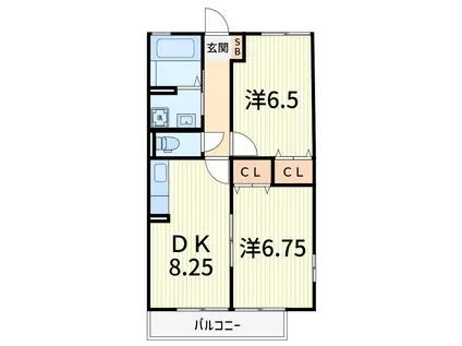 ハイムシンフォニアA(2DK/1階)の間取り写真
