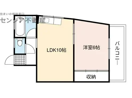 ウスヰマンション(1LDK/3階)の間取り写真