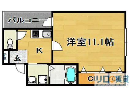 フジパレス下新庄III番館(1K/1階)の間取り写真