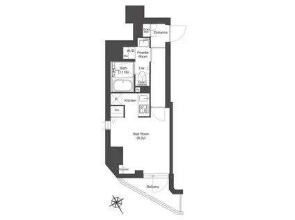 コンフォリア門前仲町サウス(ワンルーム/3階)の間取り写真