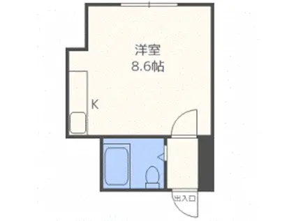 ベルビューブラン(ワンルーム/1階)の間取り写真