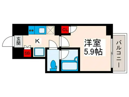 ローレル新町(1K/5階)の間取り写真