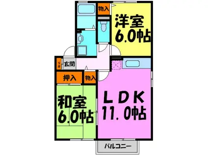 ピーチ宝塚(2LDK/2階)の間取り写真