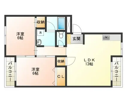 オークフィールド新浜(2LDK/3階)の間取り写真