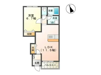 メゾンエスポアール(1LDK/1階)の間取り写真