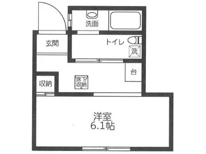 セイザン山手(1K/2階)の間取り写真