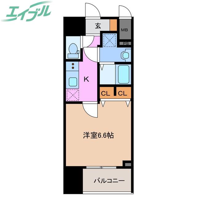 S-RESIDENCE四日市駅前COULEUR(1K/5階)の間取り写真