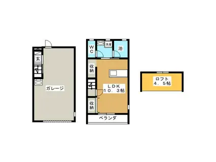 HOSYU I棟(ワンルーム/1階)の間取り写真