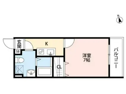シャインフィールド松戸(1K/3階)の間取り写真