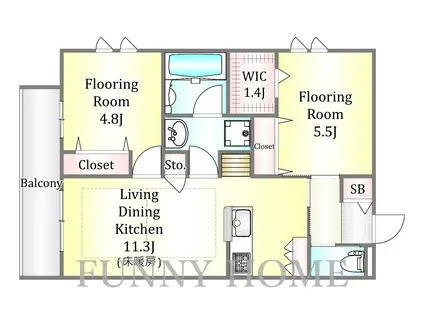 アビテ明大前(2LDK/2階)の間取り写真