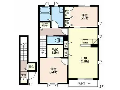 アソルティ(2LDK/2階)の間取り写真