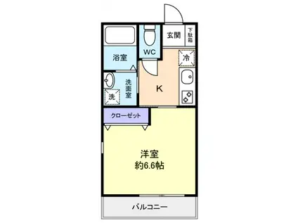 ヴァンベール緑が丘(1K/1階)の間取り写真
