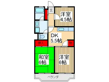 第二橘ハイツ(3DK/1階)の間取り写真