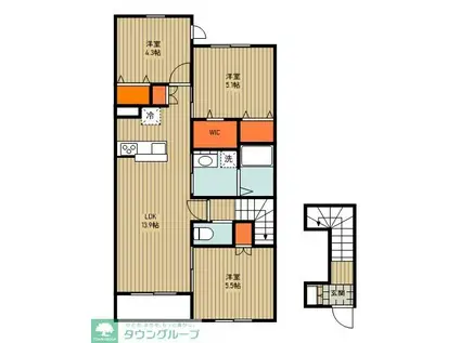 AT BLANCHE I(3LDK/2階)の間取り写真