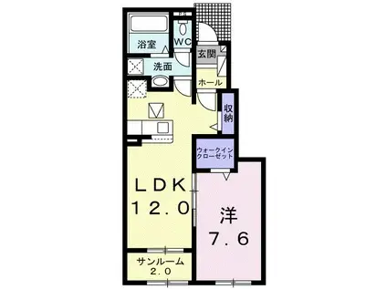 ラ・ミアカーサII(1LDK/1階)の間取り写真
