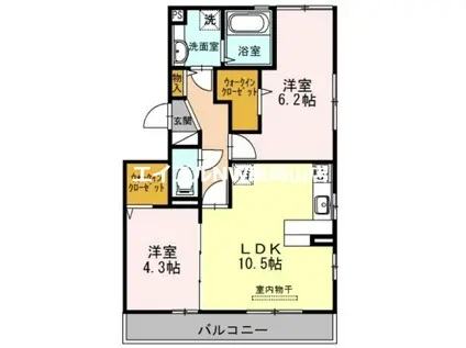 フローレンB(2LDK/2階)の間取り写真