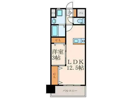 ONE PROJECT三萩野(1LDK/9階)の間取り写真