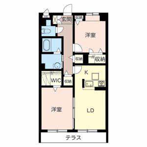 ノールボア3号館(2LDK/1階)の間取り写真