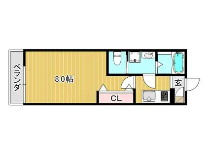 スミレスタ二条城前(1K/2階)の間取り写真