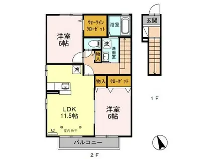 パレットC(2LDK/2階)の間取り写真