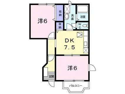 ベルデュール安曇野(2DK/1階)の間取り写真