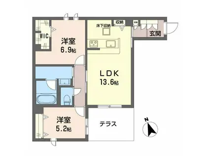 シャーメゾン 木の実(2LDK/1階)の間取り写真