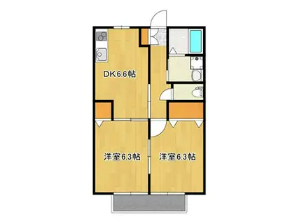 グランシャリオ(2DK/2階)の間取り写真