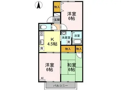 セジュールふじいB棟(3K/2階)の間取り写真