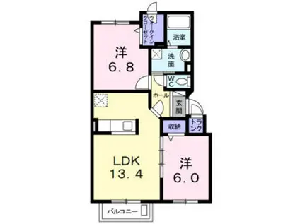 E.US NAEBO STATION(2LDK/4階)の間取り写真