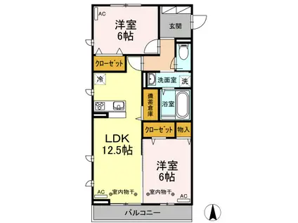 ファームサイドヒルキタノ(2LDK/3階)の間取り写真