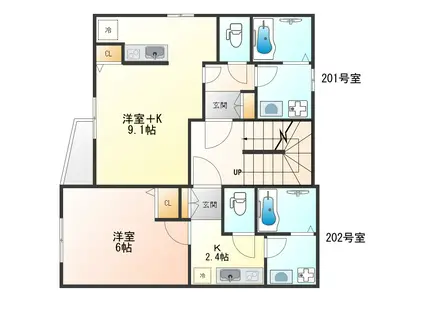 新蒲田アパート(1K/2階)の間取り写真